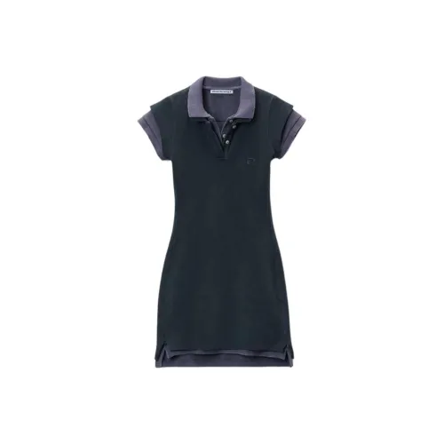 Alexander Wang SS25 Короткий рукав Платье Женское Морской синий