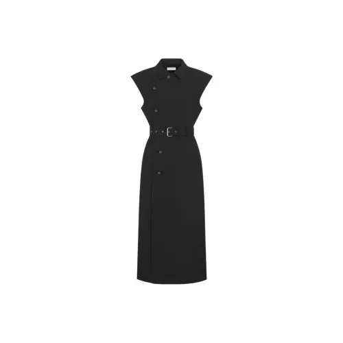 DIOR Черные Женские Короткие Платья с Длинными Рукавами