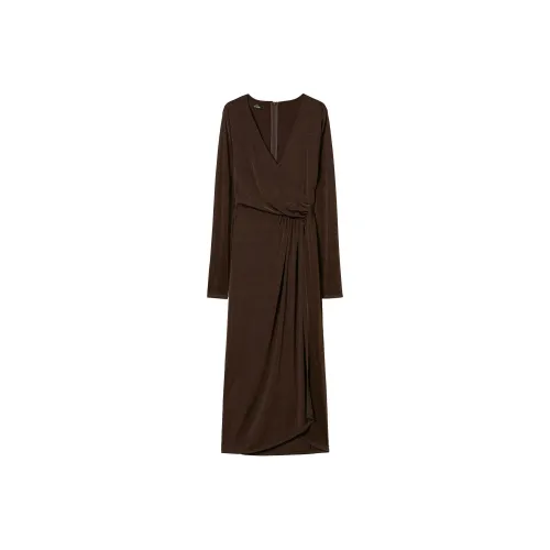 TWINSET Milano FW24 Длинное платье с длинными рукавами женское умбра