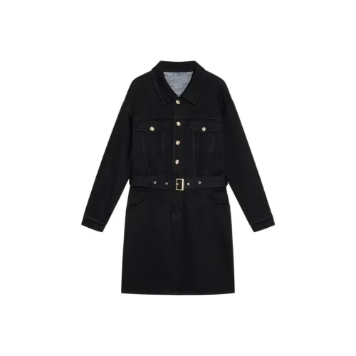 DKNY Длинное платье с длинными рукавами женское черное