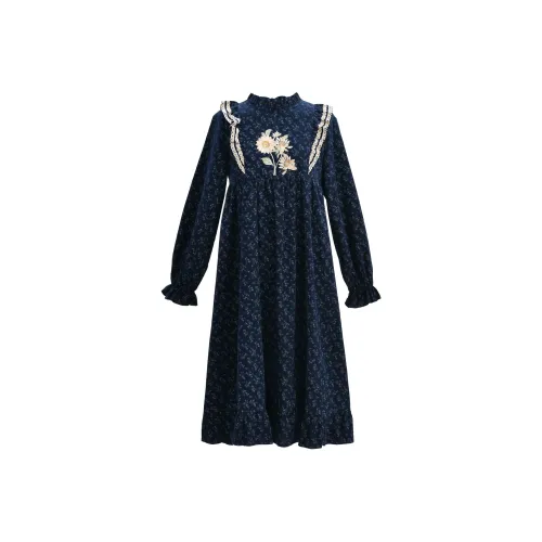 Snbl Blue Dress Женское Длинное Платье с Рукавами