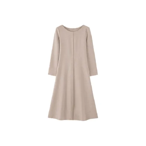 XWI Длинное платье с длинными рукавами женское цвет КАМЕЛ