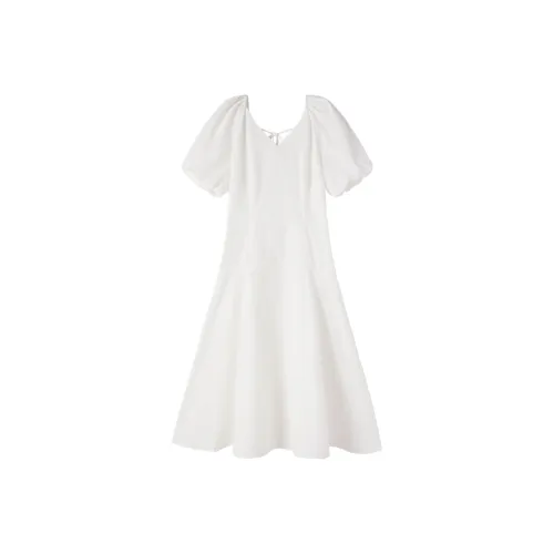 XIANGYING Короткое платье с короткими рукавами женское белое