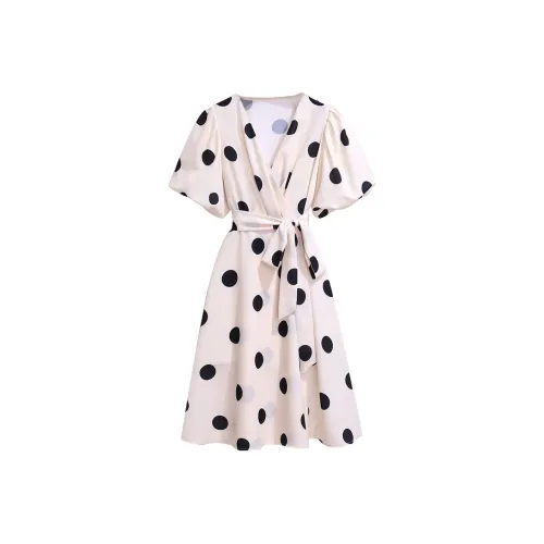 Silky Queen Короткий рукав Платье Женское Белое