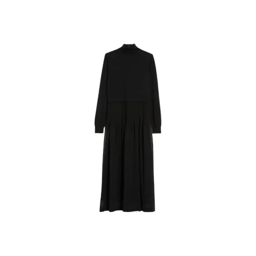MaxMara Черное Женское Длинное Платье с Рукавами
