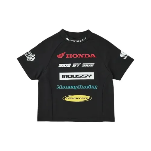 MOUSSY HONDA Коллаборация Черная Женская Футболка