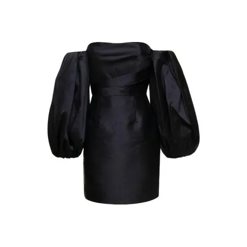 SOLACE LONDON Длинное платье с длинными рукавами женское черное