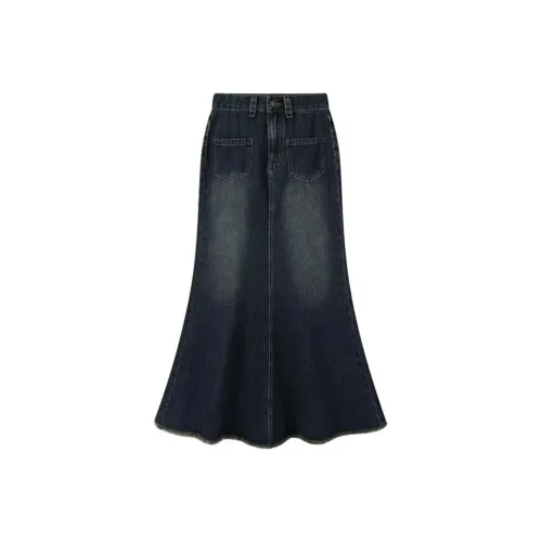 ETSE Denim Long Skirt Women's Vintage Blue ETSE Деним Длинная Юбка Женская Винтажный Синий