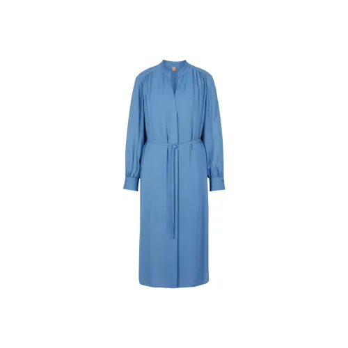 HUGO BOSS Blue Женские Длинные Платья с Рукавами