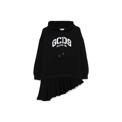 GCDS Черное Женское Длинное Платье с Рукавами