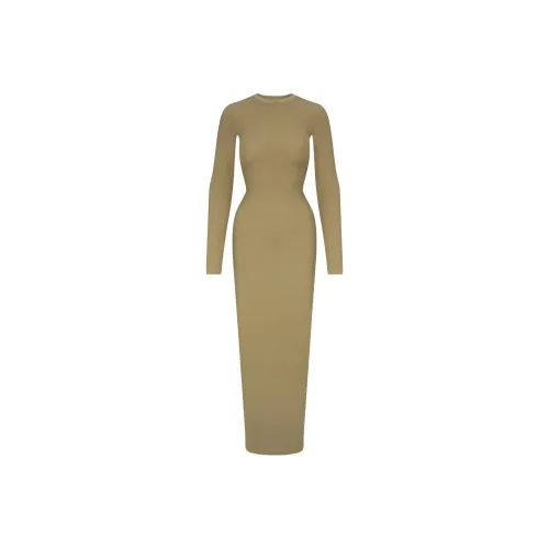 Skims Хаки Хаки Женские Длинные Платья с Длинными Рукавами