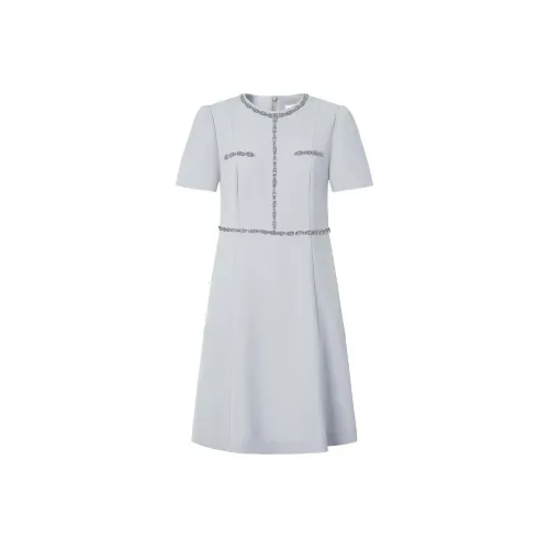 JZ Juzui Короткий рукав Платье Женское Светло-серое