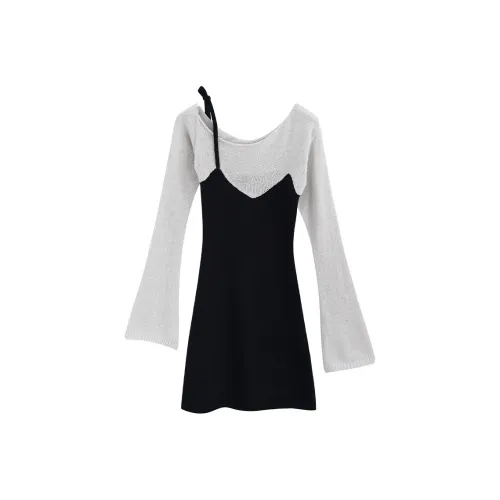 SNZX Длинное платье с длинным рукавом женское черное