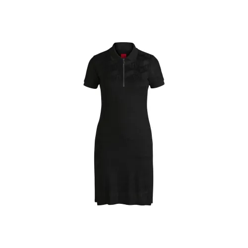 HUGO BOSS Короткое платье с короткими рукавами женское черное
