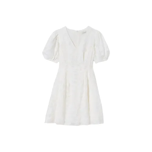 CLUB MONACO Короткий рукав Платье Женское Белое Средний Белый