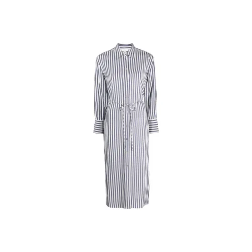 VINCE Длинное платье с длинными рукавами женское синее