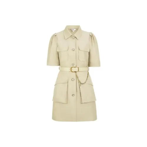 AIVEI Светло-армейский зеленый Женские Короткие Платья с Рукавами