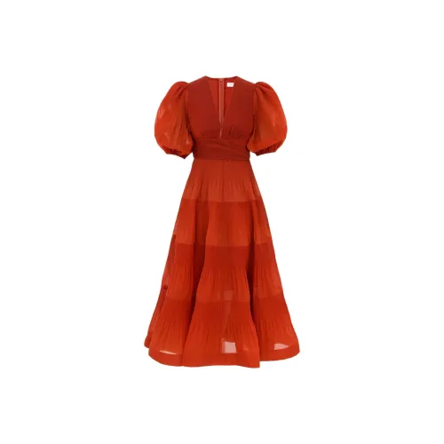 Zimmermann Red Женские Короткие Платья с Рукавами