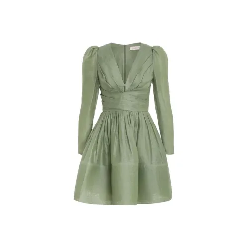 Zimmermann Fern Зеленый Женские Длинные Платья с Рукавами