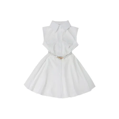 XIESHIXX Без рукавов Платье Женское Белое