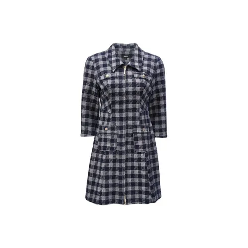 Only 810 Деним Жаккард Принт 810JEANS Синий Монограмма Женские Длинные Рукава Платья