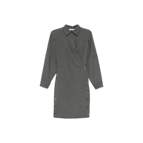 PHILOSOPHY DI LORENZO SERAFINI FW24 Длинное платье с длинными рукавами женское серое