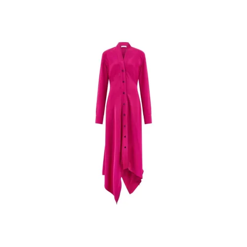 Ferragamo FW24 Длинное платье с длинными рукавами женское ярко-розовое