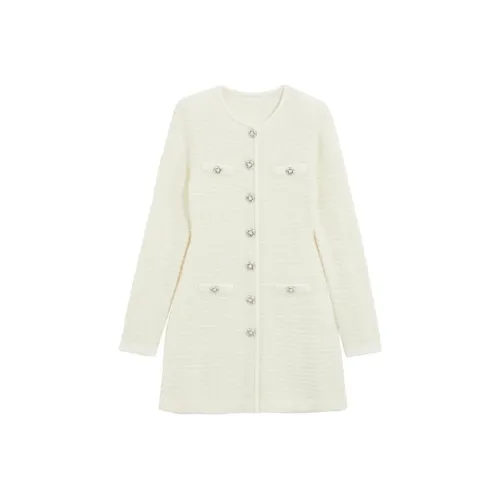 BEBE Длинное платье с длинными рукавами женское натуральный белый