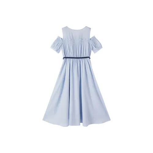XIANGYING Blue Женские Короткие Платья с Рукавами