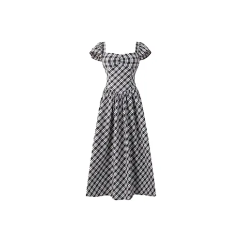 COVT Короткий рукав Платье Женское Черная клетка