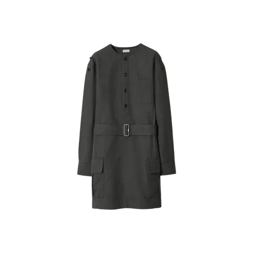 Burberry Длинное платье с длинными рукавами женское серо-черное