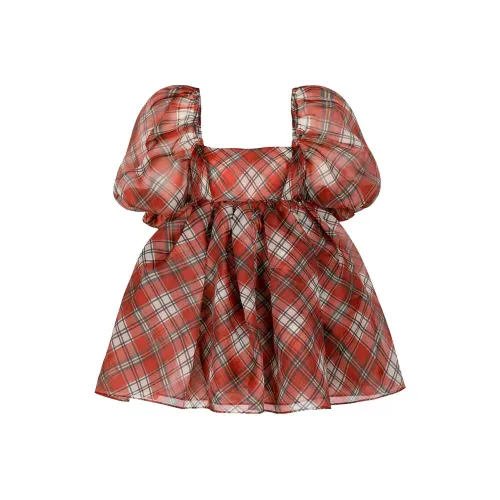 Selkie Red Женские Короткие Платья с Длинными Рукавами