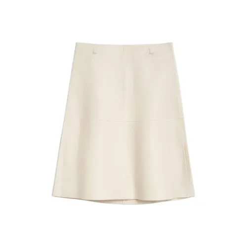 TOTEME FW24 Кожа Длинная Юбка Женская Экрю