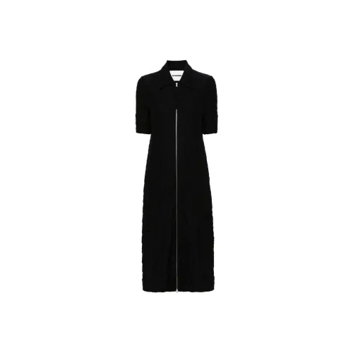 JIL SANDER Черное Женское Короткое Платье с Рукавами