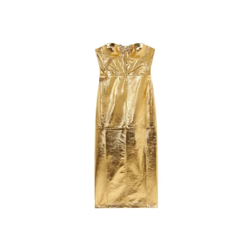 Blugirl Blumarine SS24 Без рукавов Платье Женское Золотое