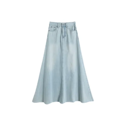 ZXZA Denim Long Skirt Women's Light Blue
