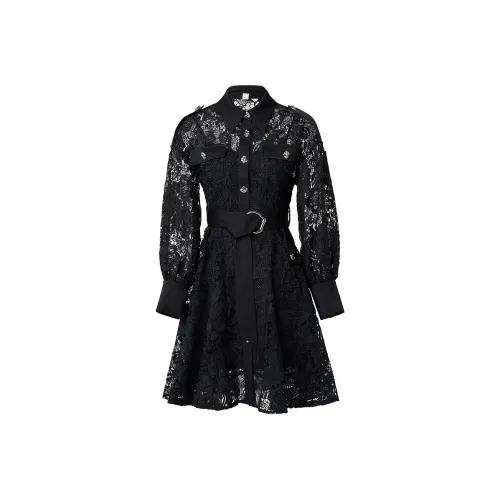 AUI Длинное платье с длинными рукавами женское черное