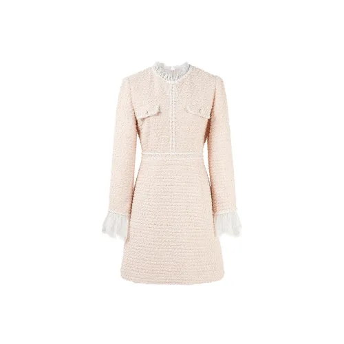 COCOON Длинное платье с длинными рукавами женское светло-розовое оранжевое