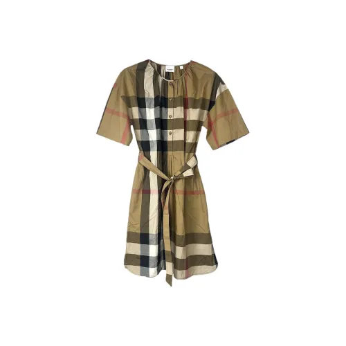 Burberry Коричневые Женские Короткие Платья с Рукавами