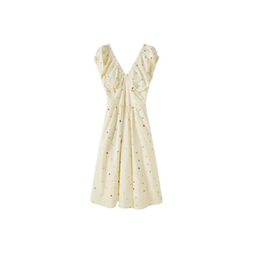 DOSOHEB Короткий рукав Платье Женское Радужное Вышивка