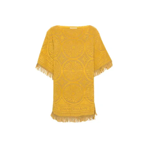 Zimmermann SS24 Короткий рукав Платье Женское Желтое
