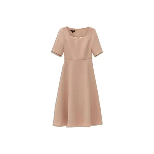 Yiner Пыльно-розовый Женские Короткие Платья с Короткими Рукавами