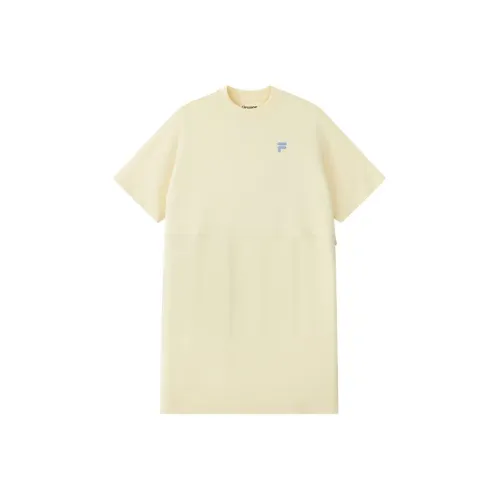 FILA FUSION QR Короткий рукав Платье Женское Оранжевый Бежевый Желтый BG