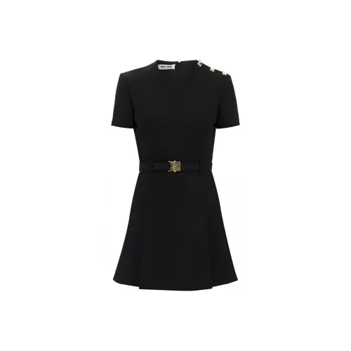 MIU MIU FW23 Короткий рукав Платье Женское Черное