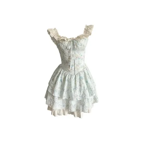 MISTVB Короткий рукав платье женское светло-синее