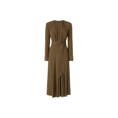 PINKO Длинное платье с длинными рукавами женское темно-умбра