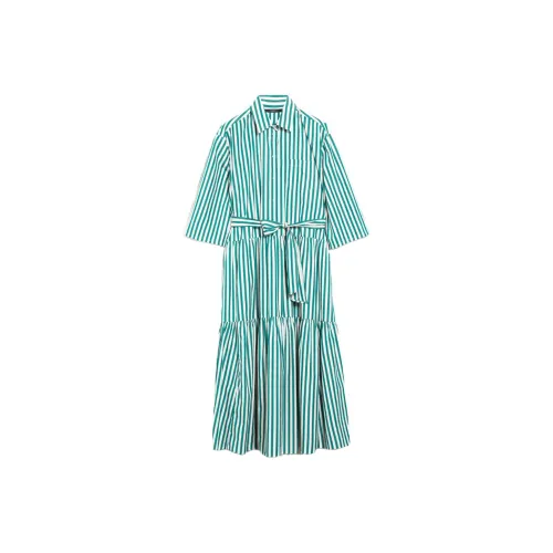 WEEKEND MaxMara Зеленое Женское Длинное Платье с Рукавами