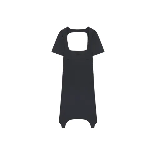 COURREGES Черное Женское Короткое Платье с Рукавами
