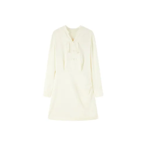 PEACEBIRD Длинное платье с длинным рукавом женское бежевый