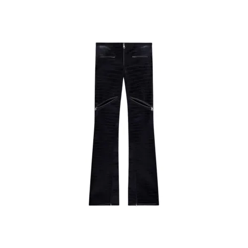 COURREGES SS24 Ellipse Croco STAMPED Брюки-клеш Кожаные брюки Женские Черный